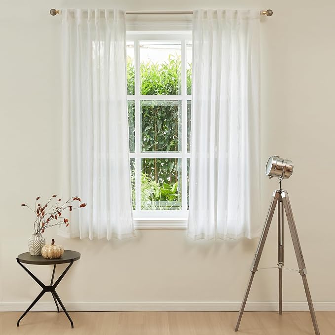 MYSKY HOME Short Curtains for Bedroom Small Windows, Light Filtering Sheer - Image 2