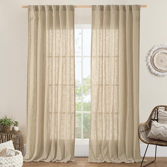 LAMIT Natural Linen Curtains 108 Inch by LAMIT
