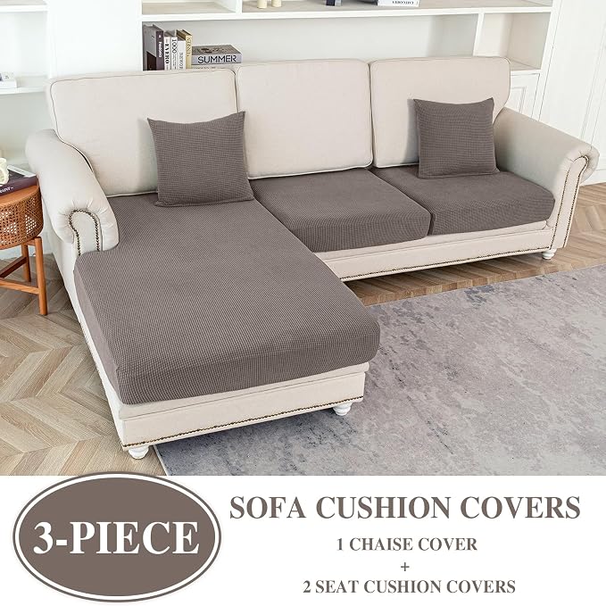 Couch Cushion Covers for Sectional Sofa L Shape Washable Separate Seat Chaise - Image 2