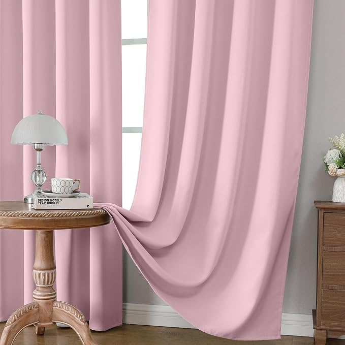 CUCRAF Light Pink Blackout Curtains Customize, Rod Pocket Room Darkening Curtain - Image 5
