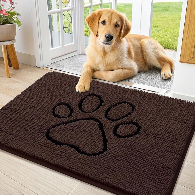 Smiry Dog Door Mat for Muddy Paws, Absorbent Dirt Trapper Non Slip Quick Dry by Smiry