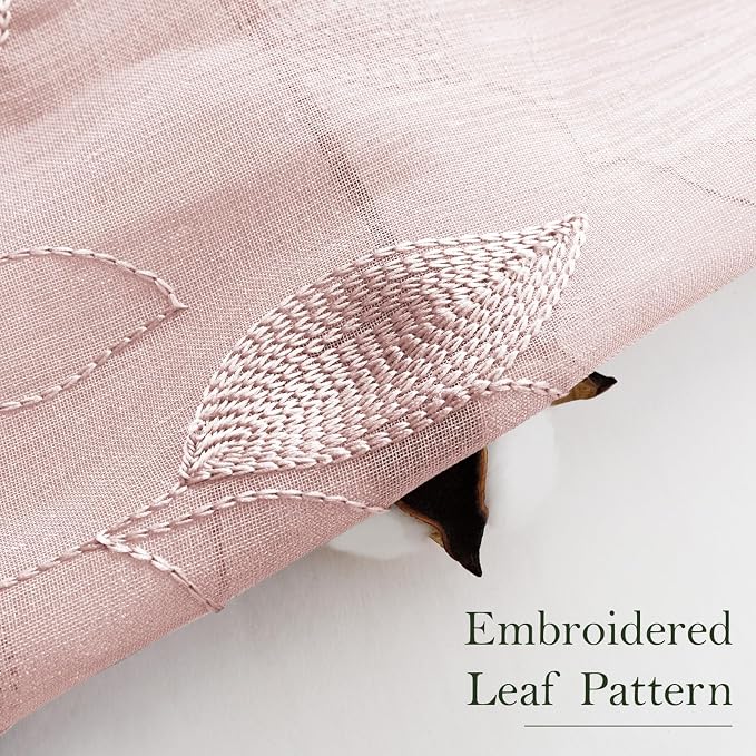 HOMEIDEAS Blush Pink Sheer Kitchen Curtains 30 X 36 Inch Length 2 Panels - Image 3