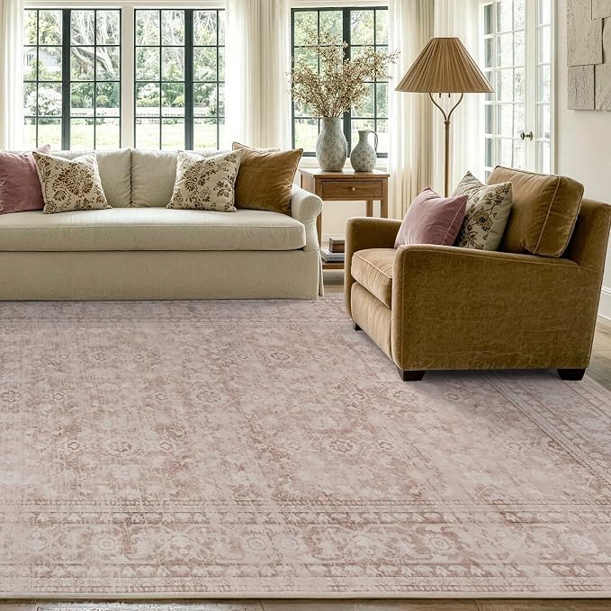 5x7 Ft Area Rugs for Living Room, Soft Non-Slip Machine Washable Rug, Vintage - Image 3