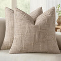 MIULEE Chenille Textured Throw Pillow Covers Oatmeal 16x16 Set of 2 | Slubby by MIULEE