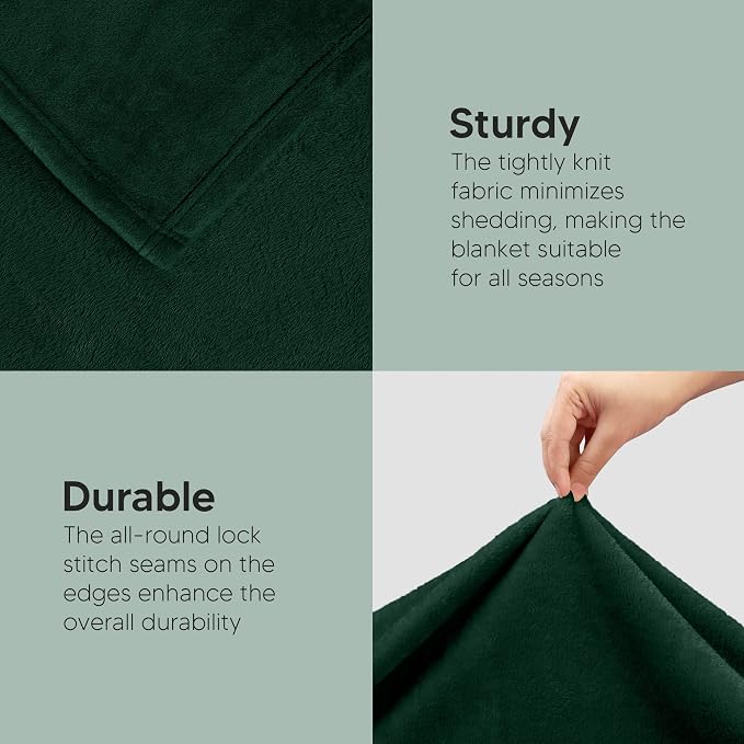 Utopia Bedding Soft Fleece Bed Blanket Throw Size Forest Green | Microfiber - Image 5