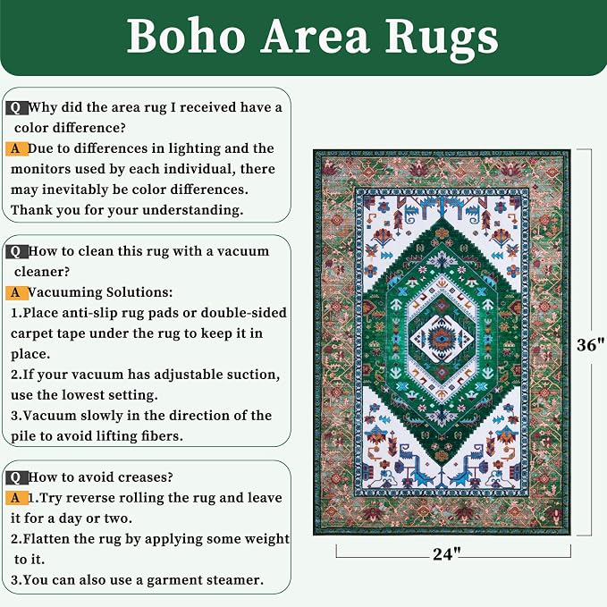 SERISSA Boho Rugs for Entryway, 2x3 Washable Non-Slip Entryway Rug Small Area - Image 2