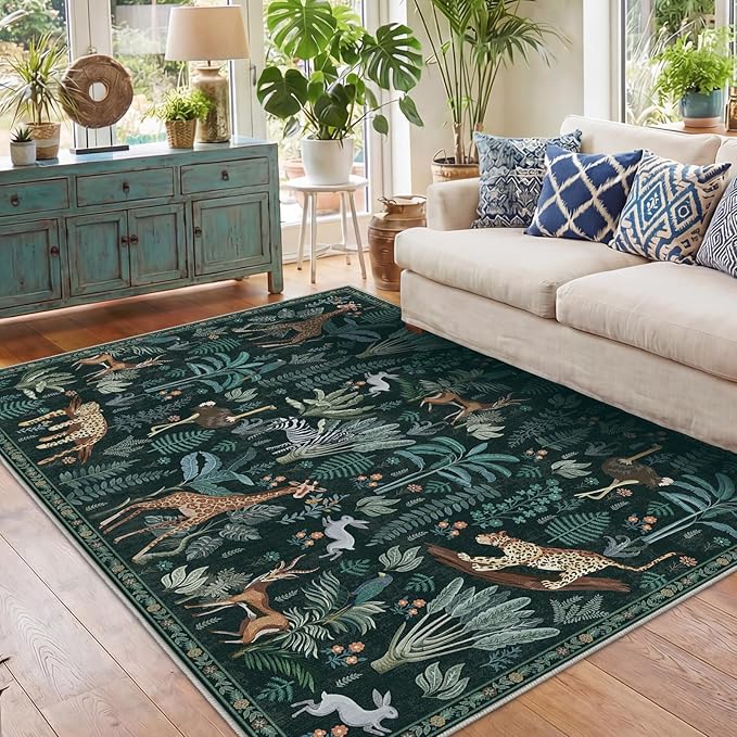 OPPODREAM Animal Soft Area Rugs 5x7, Washable Black Rug by OPPODREAM
