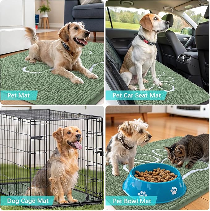OLANLY Dog Door Mat for Muddy Paws 24x16, Paw Print Design, Absorbs Moisture - Image 7