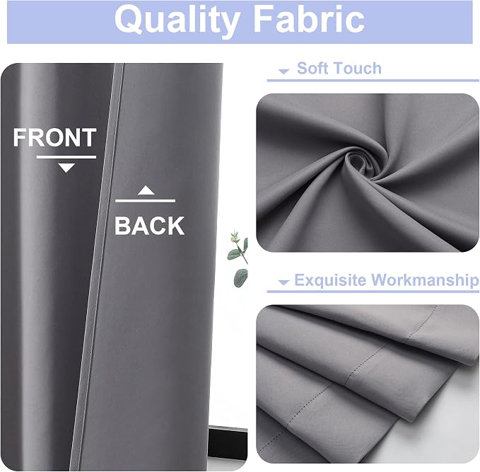 Simplebrand Ava Light Grey Short 36 Inches Blackout Curtain 2 Panels Set - Image 2