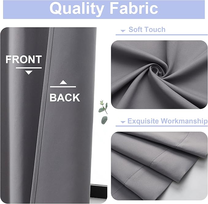 Simplebrand Ava Light Grey Short Blackout Curtains - Image 2