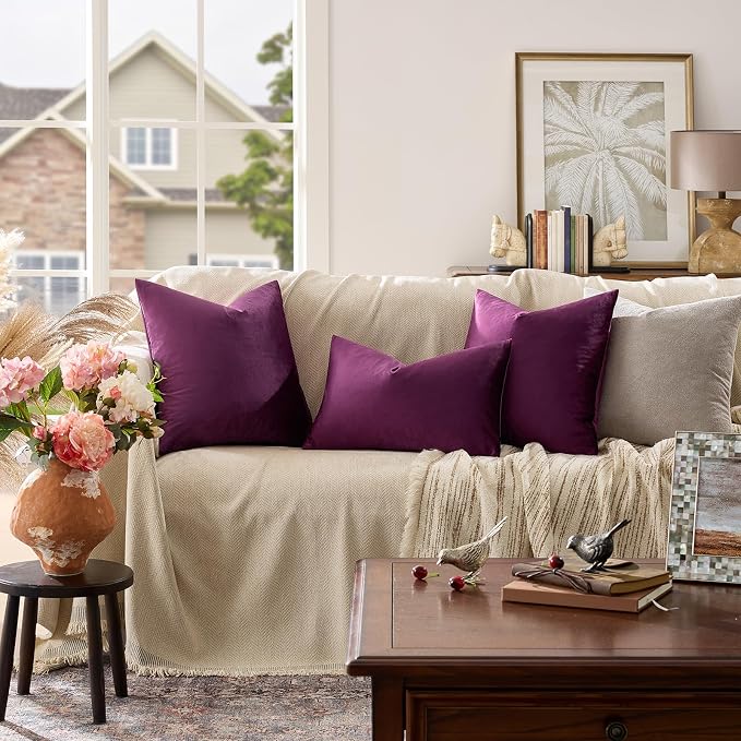GIGIZAZA Decor Throw Couch Pillow Covers, Velvet Pillow Cases 24 x 24inch - Image 2