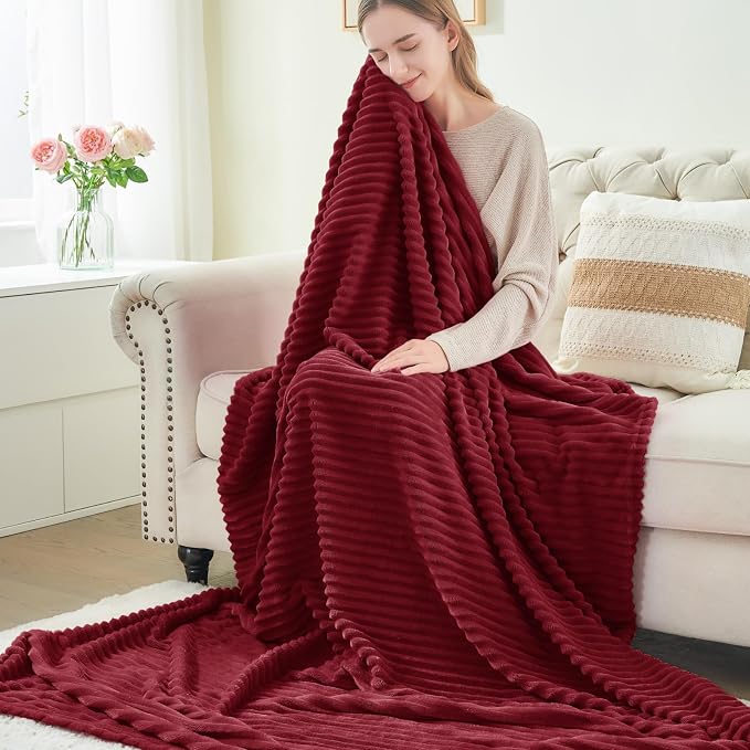 BEDELITE Fleece Throw Blanket for Couch – 3D Ribbed Jacquard Soft and Warm - Image 6