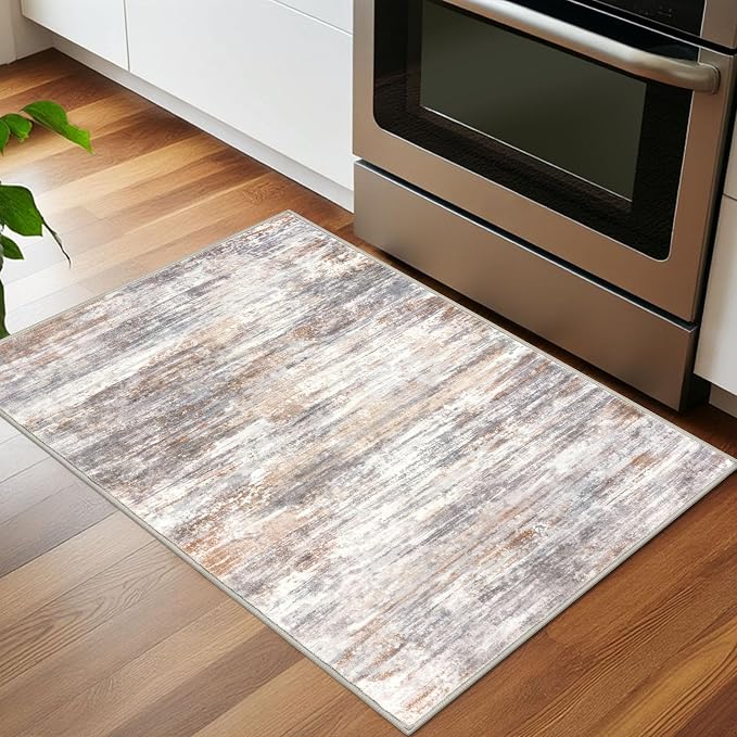 KOZYFLY Modern Abstract Small Area Rugs 2x3, Washable Kitchen Rug Non-Slip Soft - Image 3