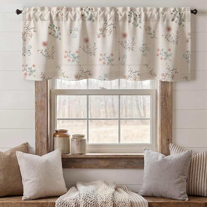 Kitchen Valances for Windows, Country Farmhouse Cottage Rustic Vintage Floral - Image 4
