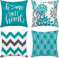 Hexagram Geometric Teal Pillow Covers 16x16 Set of 4, Decorative Outdoor Boho by Hexagram