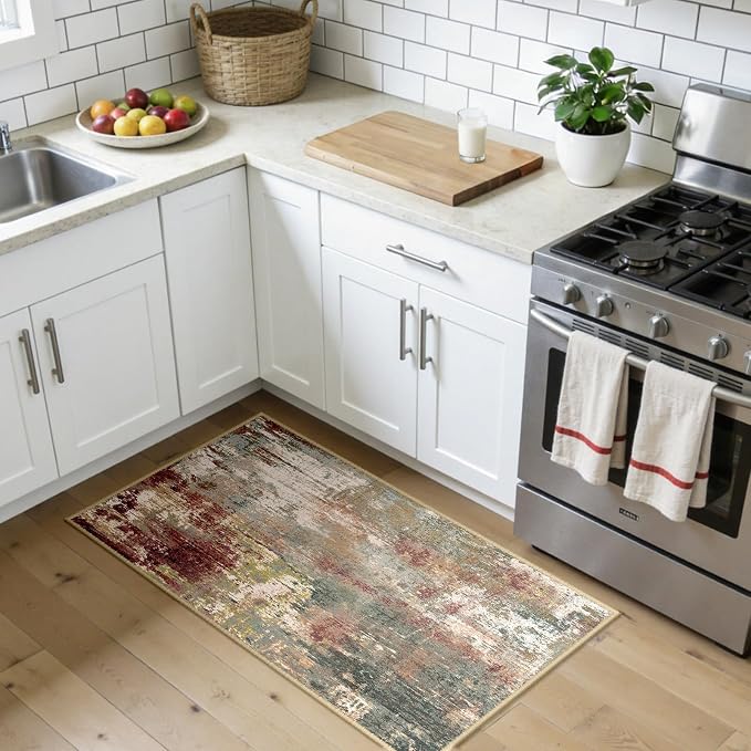 Washable Area Rugs 2'x4' Non-Slip Modern Abstract Soft - Image 3