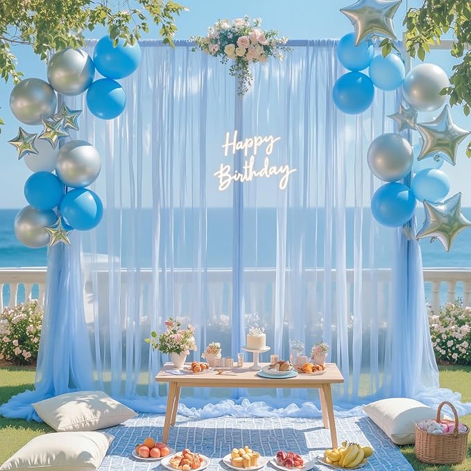 10ft x 12ft Baby Blue Tulle Backdrop Curtain - Image 4