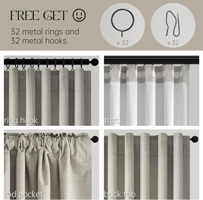 Topfinel 84 Inch Long Linen Blackout Curtains - Image 3