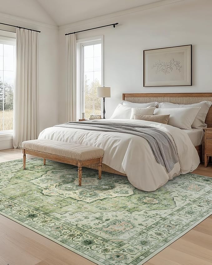 AMADA HOMEFURNISHING 9x12 Area Rug, Washable Low-Profile Large Area Rug - Image 3