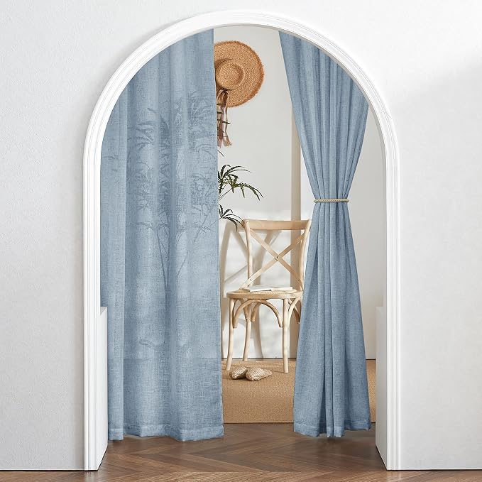RYB HOME Blue Linen Sheer Curtains - Image 7