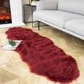 Ashler Faux Fur Rug, Deep Red Area Rugs, Fluffy Sheepskin Fur Rug, Fuzzy Ultra by AshlerHomeDeco