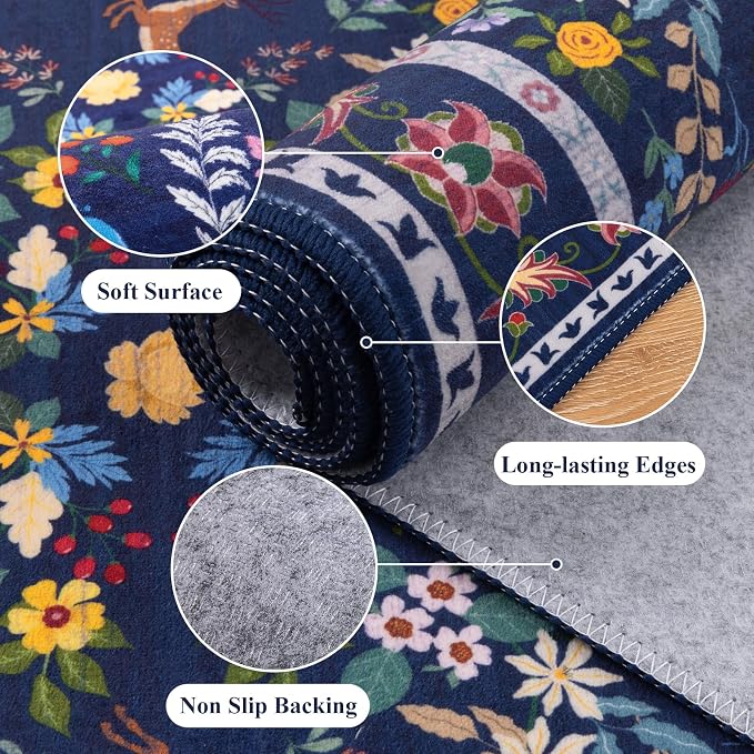 HEBE Washable Hallway Runner Rug 2'x 6' Non Slip Kitchen Rugs Runner, Low Pile - Image 3