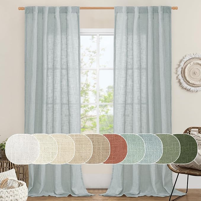 LAMIT Linen Blended Curtains for Bedroom, Faux Linen Textured Light Filtering by LAMIT
