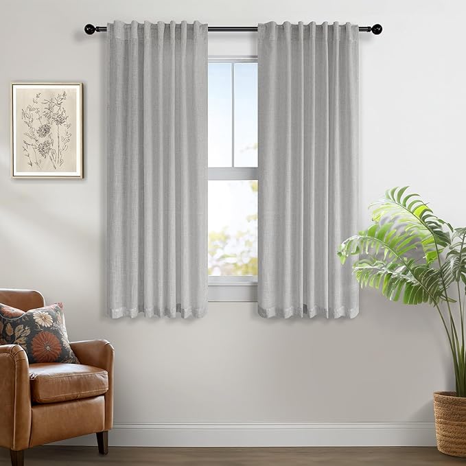 Light Grey Curtains 45 Inch Length - Image 2