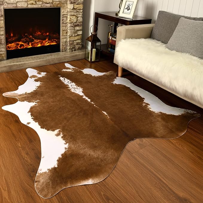 AROGAN Premium Faux Cowhide Rug 4.6 x 5.2 Feet, Sturdy and Large Size Cow Print - Image 3