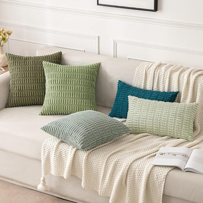 MIULEE Pack of 2 Spring Corduroy Decorative Throw Pillow Covers 12x12 Inch Soft - Image 5