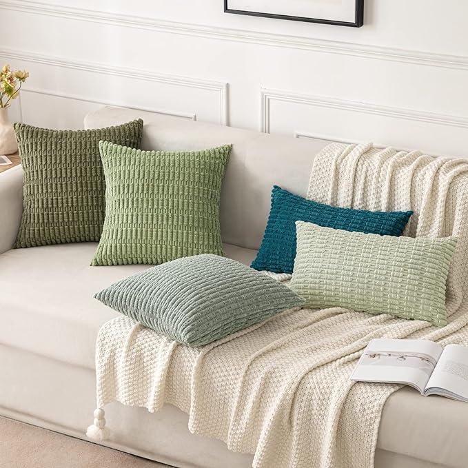 MIULEE Pack of 2 Spring Corduroy Decorative Throw Pillow Covers 16x16 Inch Soft - Image 5