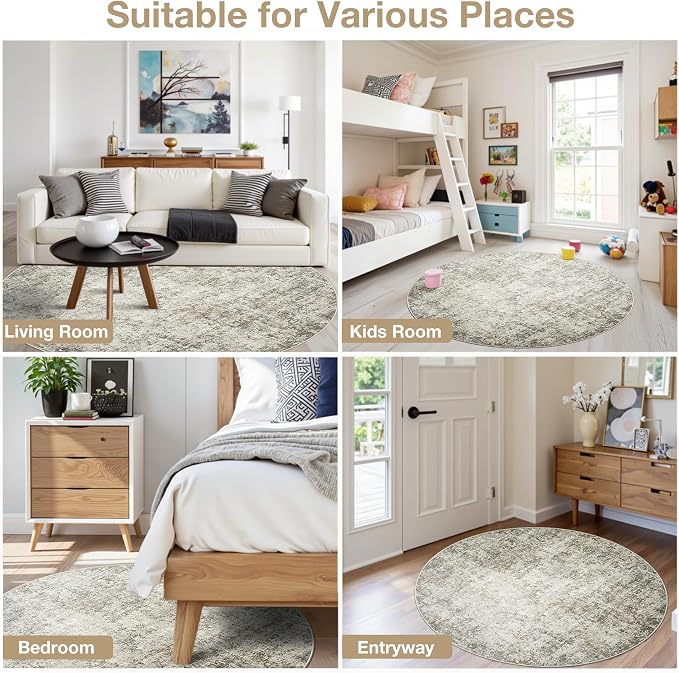Round Rug 5ft Circle Rug Washable: Carpet Small Circular Area Rug - Image 8