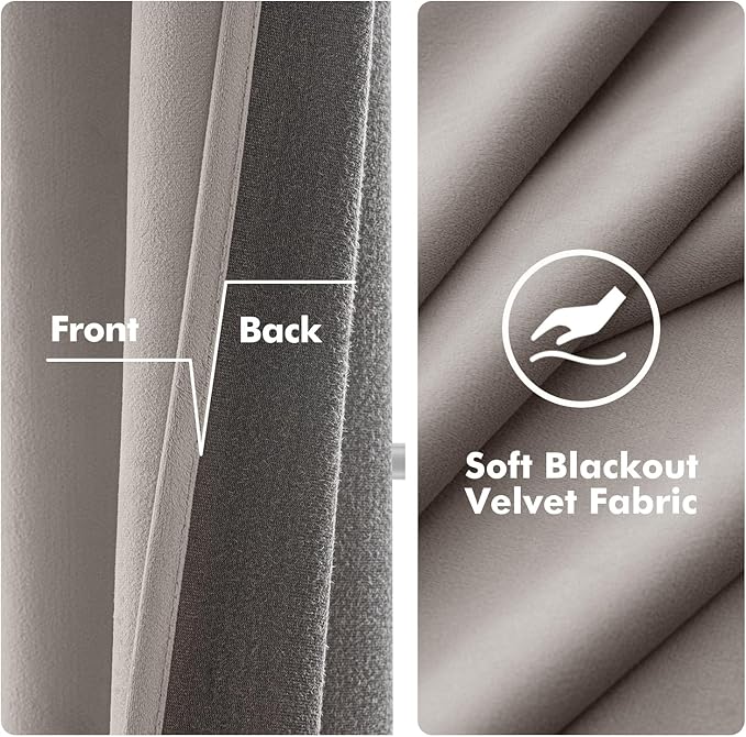 MIULEE Velvet Curtains Silver Light Grey Elegant Grommet Thermal Insulated - Image 3