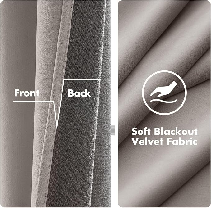 MIULEE Velvet Curtains Silver Light Grey Elegant Grommet Thermal Insulated - Image 3