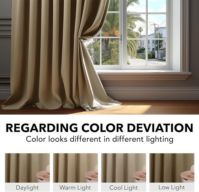 Deconovo Blackout Curtains, Thermal Insulated, W42 x L54 2 Panels, Back Tab - Image 6