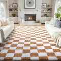 Ophanie Checkered Beige & White Rug by Ophanie