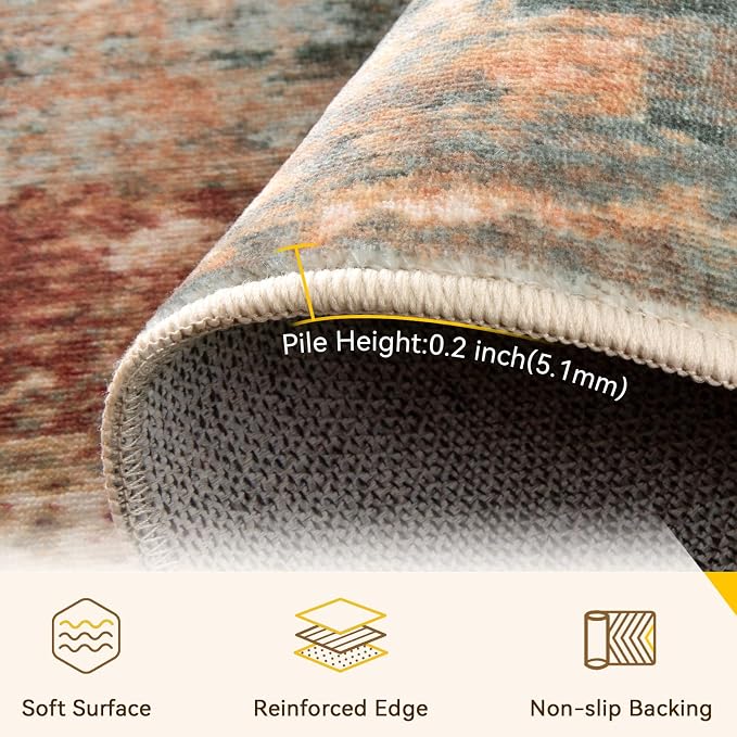 Washable Area Rugs 2'x8' Non-Slip Modern Abstract Soft - Image 6