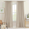RYB HOME Guaze Burlap Curtains 95 inches Long, Large Window Treatment Back Tab by RYBHOME