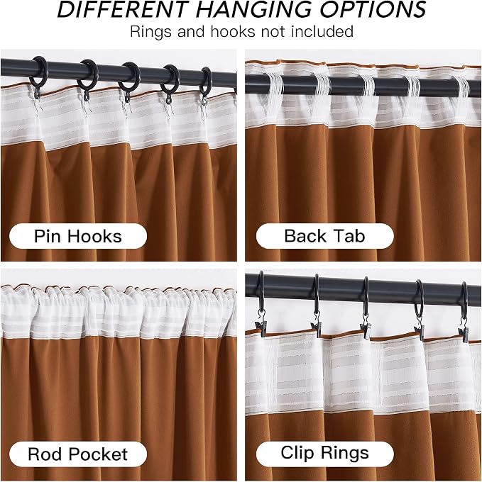 RYB HOME Orange Velvet Curtains 72 inches - Image 4
