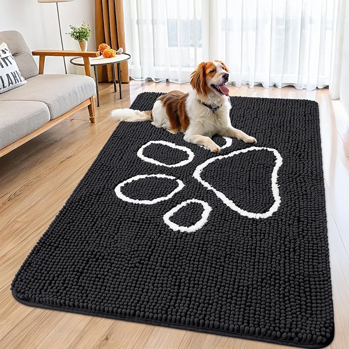 Smiry Dog Door Mat for Muddy Paws, Absorbent Dirt Trapper Non Slip Quick Dry by Smiry