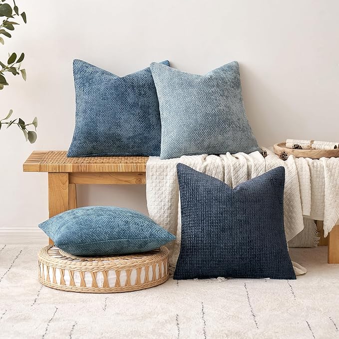 MIULEE Pack of 2 Lumbar Couch Throw Pillow Covers 20x12 Inch Coastal Smoke Blue - Image 5