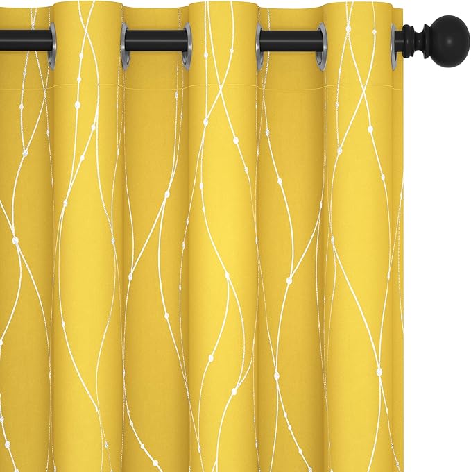 Deconovo Yellow Curtains, Modern Blackout Drapes, Thermal Insulated Soundoroof by Deconovo