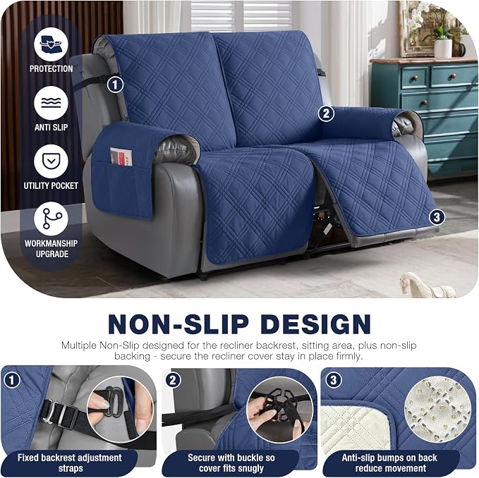 TAOCOCO 100% Waterproof Loveseat Recliner Covers 2 Seater, Split Loveseat Covers - Image 5