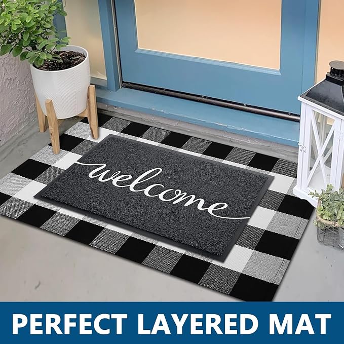 EARTHALL Door Mat 2-Pack Outside Inside Welcome Doormat 30"x17.5" Durable Floor - Image 4