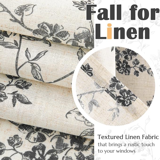jinchan Linen Kitchen Valance for Windows 16 Inch Floral Double Layer Valance - Image 9