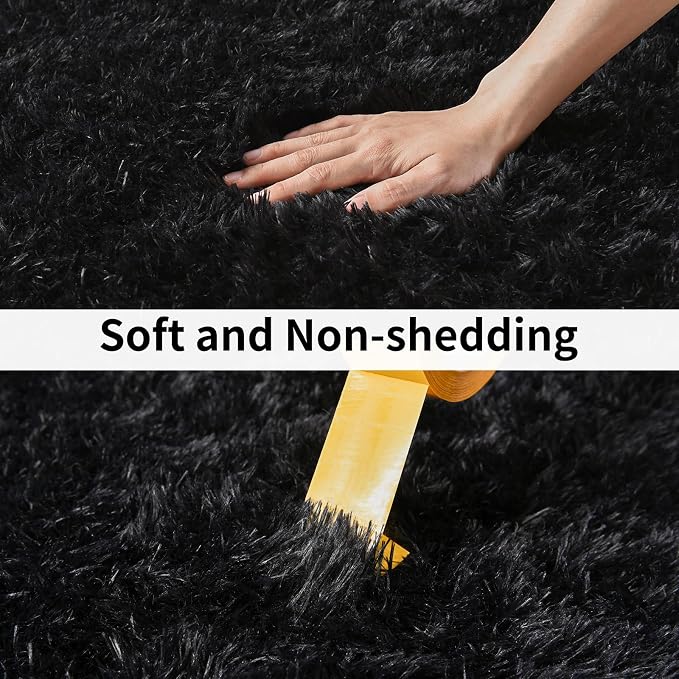 Soft Runner Rugs for Bedroom Hallways, 2 Packs 2x6 Black Fluffy Shag Throw Area - Image 6