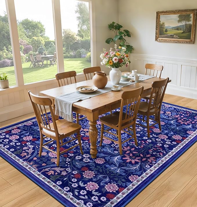 10x12 Area Rugs for Living Room: Floral Washable Rug Vintage Large Soft Boho - Image 4