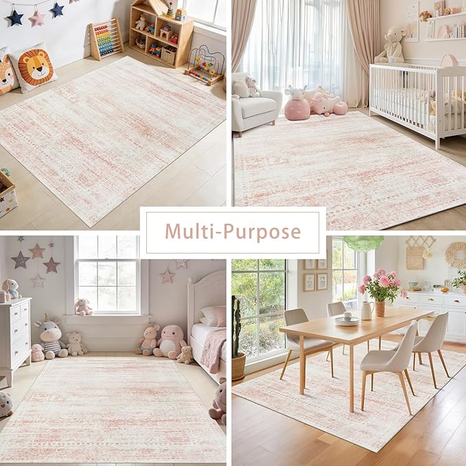 Washable Rugs 4x6 Area Rugs for Living Room, Kids Room, Nursery- Soft Faux Wool - Image 5