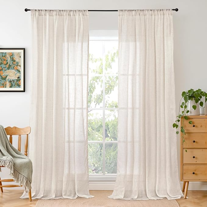 BGment Linen Curtains 90 Inch Lenth by BGment