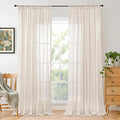 BGment 80 Inches Long Linen Semi Sheer Curtains by BGment
